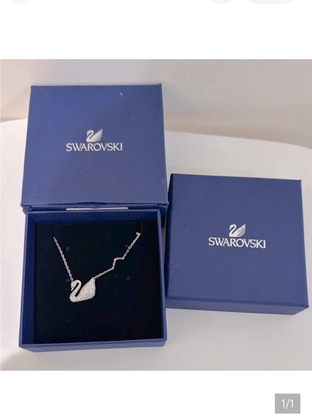 Swarovski Silver Crystal Swan Necklace - Silver Iconic - Picture 1 of 9